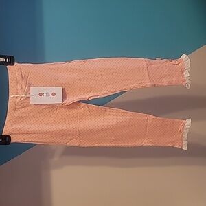 Charming Peach Polka Dot Kids Leggings with Ruffle Trim